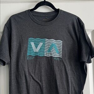 RVCA Charcoal Tee with Aqua Graphic